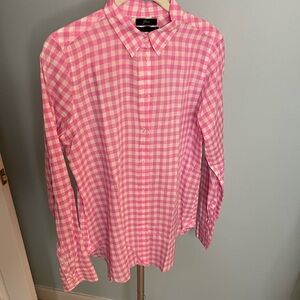 J. Crew pink gingham button down shirt size 8 TALL
